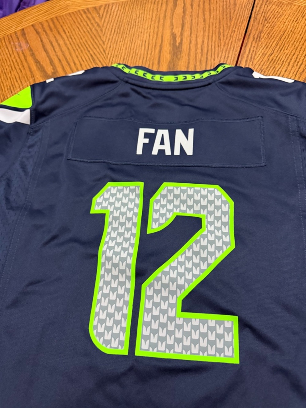 Nike Navy and Neon Green Seahawks #12 FAN Jersey - Picture 6 of 9